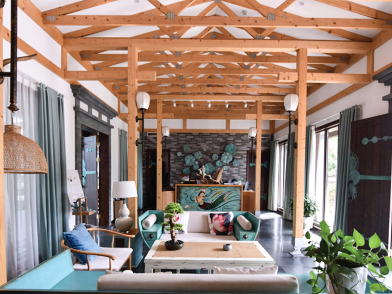 بيوت الضيافة ذات الهيكل الخشبي بالقرب من بحيرة Slender West في يانغتشو